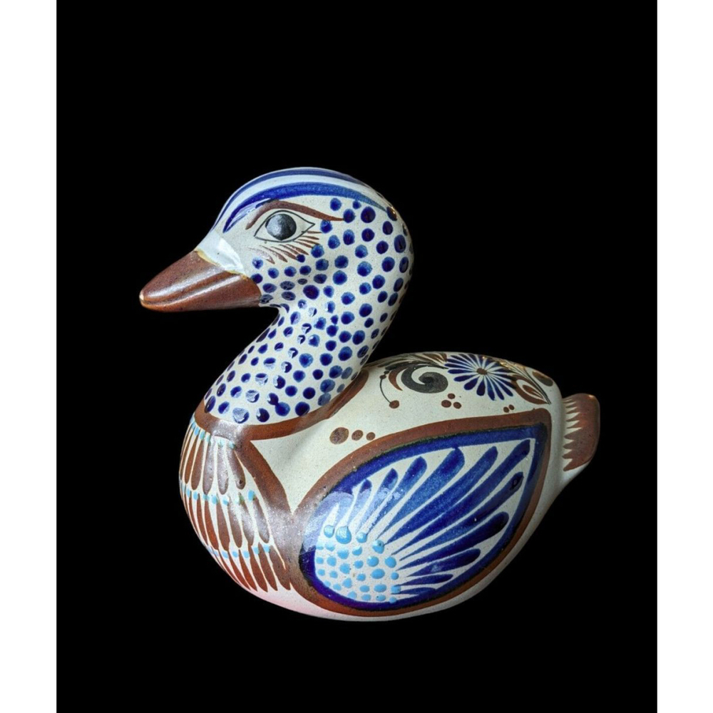 Vintage Mexican Folk Art Hand Painted Duck 6”